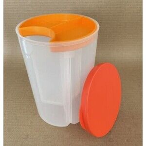 Tupperware  3-N-1 Divided Canister #5878 Orange 6 Cups NEW 3 Sections NEW